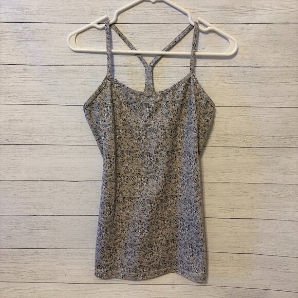 Lululemon Racerback Tank Top Built-In Bra Speckled Print Gray Size 6 - Picture 1 of 5